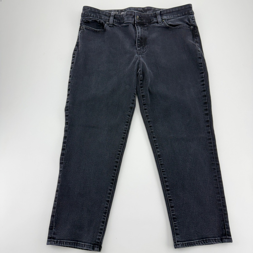Talbots Flawless Girlfriend Jeans Women's 14P Faded Black Stretch Petite